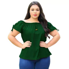 Blusa feminina ciganinha ombro a mostra casual elegante de manga curta lisa soli - comprar online