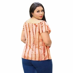 Blusa feminina ciganinha ombro a ombro casual elegante manga curta estampada cre na internet