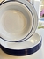Set x 7 Platos hondos enlozados cm BLANCO borde Azul