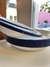 Set x 7 Platos hondos enlozados cm BLANCO borde Azul - comprar online