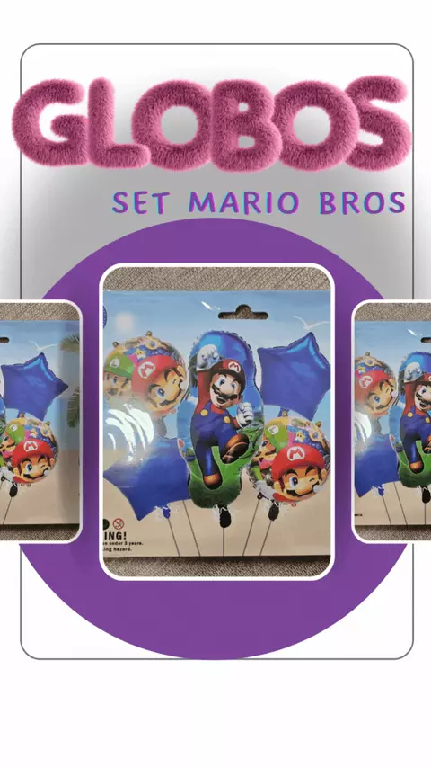 Set de Globos Metalizados Mario Bros (X5 Unidades) - comprar online