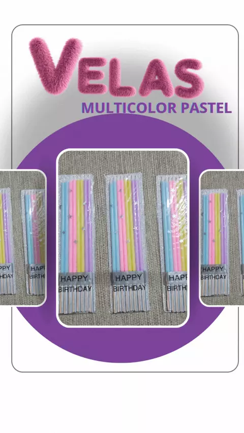 Vela 15cm Multicolor Pastel X8 Unidades