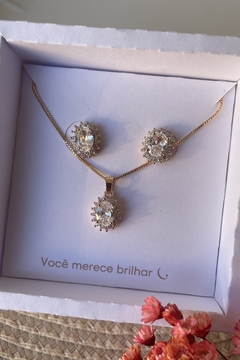 conjunto princesa cristal em semijoia banhada à ouro - comprar online