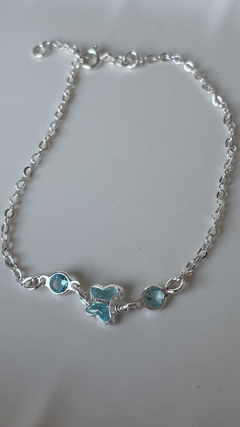 pulseira borboleta azul ciano prata 925 - comprar online
