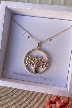 colar árvore da vida semijoia banhada à ouro - comprar online