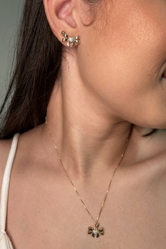Conjunto Laço cravejado em semijoia banhada à ouro - comprar online