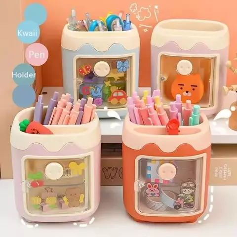 Porta Lápis Porquinho Forninho Kawaii Canetas Criativo Fofo Rosa Com adesivos E