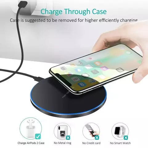 Carregador Rápido Sem Fio Pad, Estação de Carregamento para iPhone 14, 13, 12