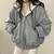 Casaco Kawaii de dupla face com capuz feminino, Parkas grossas quentes, casaco f - Gato24