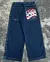 Imagem do Calça jeans feminina e masculina com padrão bordado retrô, calça reta de per