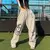 Imagem do Calça de moletom cinza feminina, moda larga, grande, calça esportiva, streetwe