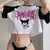 Camisa engraçada dos desenhos animados T para mulheres, Kuromi Kawaii, Top reco