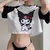 Camisa engraçada dos desenhos animados T para mulheres, Kuromi Kawaii, Top reco - loja online