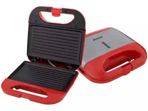 Sanduicheira Grill Amvox Vermelho 750W Lar - 110V: Praticidade e Sabor na Medida Certa! - comprar online