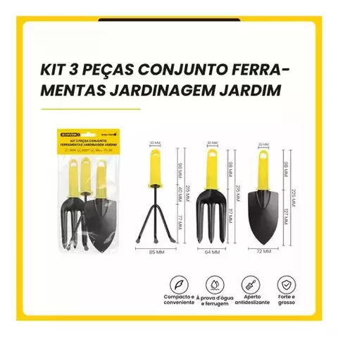 Kit Jardinagem Ferramenta e Horta 3 Peças Garfo, Pá e Rastelo – Praticidade e Durabilidade para Seu Jardim