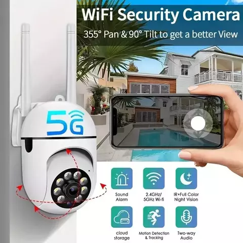 Câmera de Vigilância IP PTZ WiFi com Áudio para Monitoramento Externo, Zoom Digital 4 - comprar online