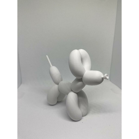 Estatua Cachorro Balão Balloon Dog 3D - Branco - 15cm