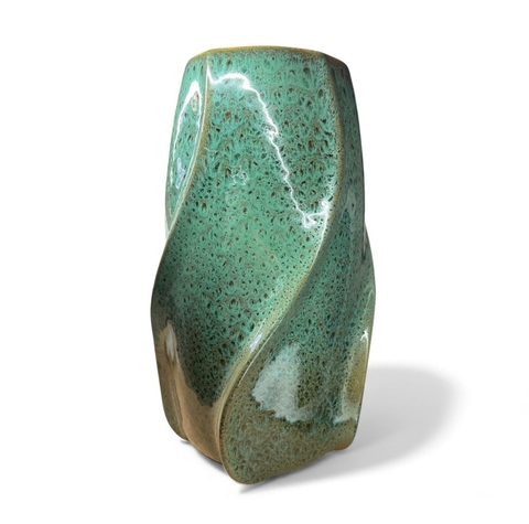 Vaso Torneado Verde Estelar cerâmico - 30,5cm