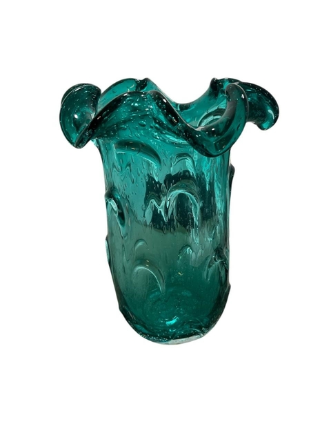 Vaso Decorativo Italy Pétala Verde Estilo Murano Elegância