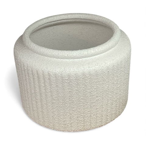 Vaso Cachepot Waves Branco Fosco Texturizado - 13 cm
