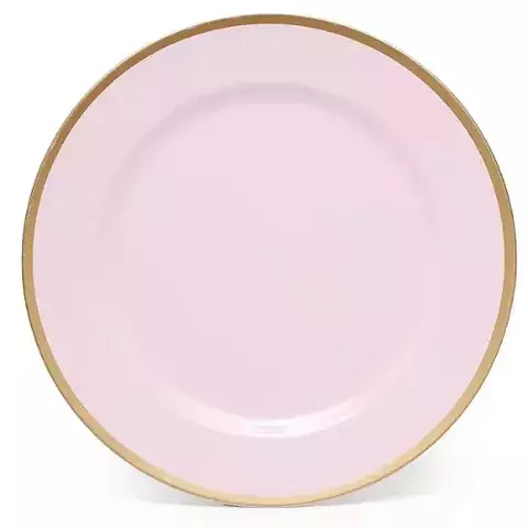 Sousplat Nude com Filete Dourado – 33 cm
