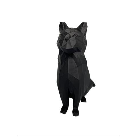 Gato geométrico preto 3D - 10 cm