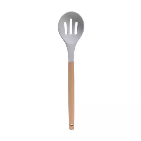 Colher p/ servir em silicone e bambu - 30 cm