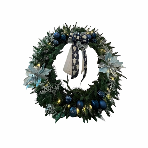 Guirlanda 195 galhos com led's decorada azul - 90cm