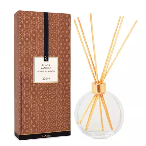 Difusor de varetas Via Aroma clássica black vanilla - 200 ml