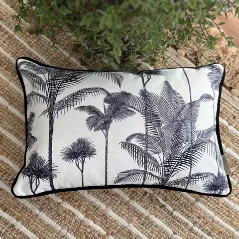 Capa de almofada linhão branco selva negra - 45 x 30 cm