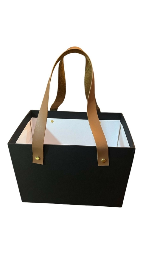 Sacola Caixa Preta Grande com Alça 26x18x15 para Presentes e Kits