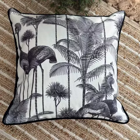 Capa de almofada linhão branco selva negra - 45 x 45 cm