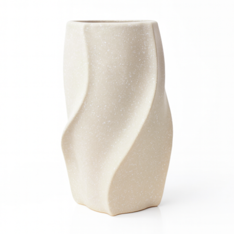 Vaso Torneado Bege Lamato cerâmico - 30,5cm
