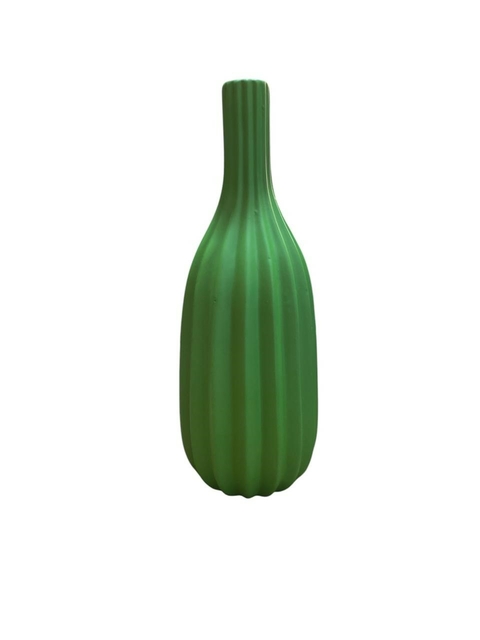 Vaso tubo listrado grande em cerâmica 30 cm - verde
