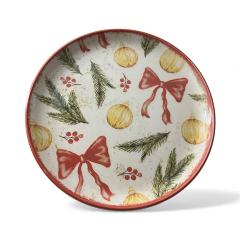 Kit 4 Pratos de Sobremesa Galhos, bolas e laços – 20 cm