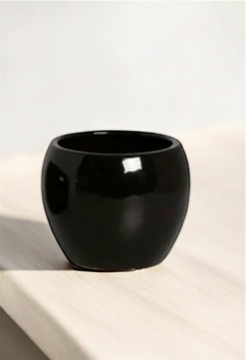 Vaso Cilíndrico Decorativo Linha Intense Esmalte Preto Brilhante