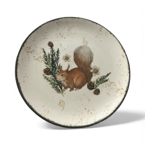 Kit 4 Pratos de Sobremesa Esquilo Natal – 20 cm