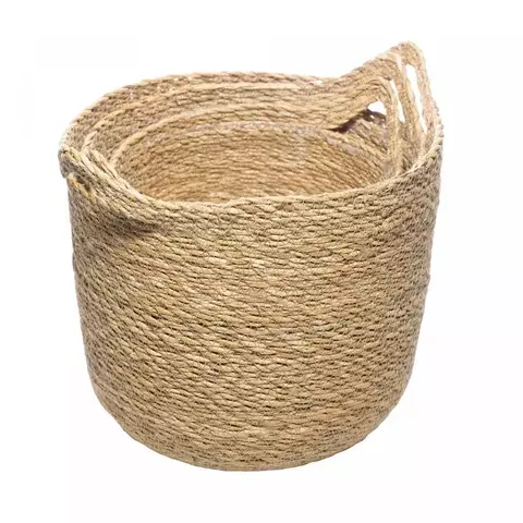 Cachepot de fibra natural com alça - médio