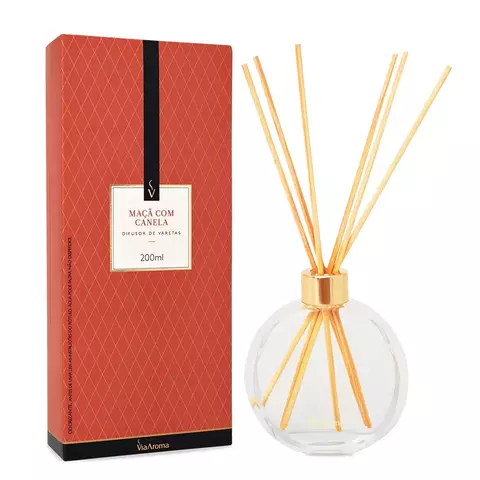 Difusor de varetas Via Aroma clássica maça com canela - 200 ml
