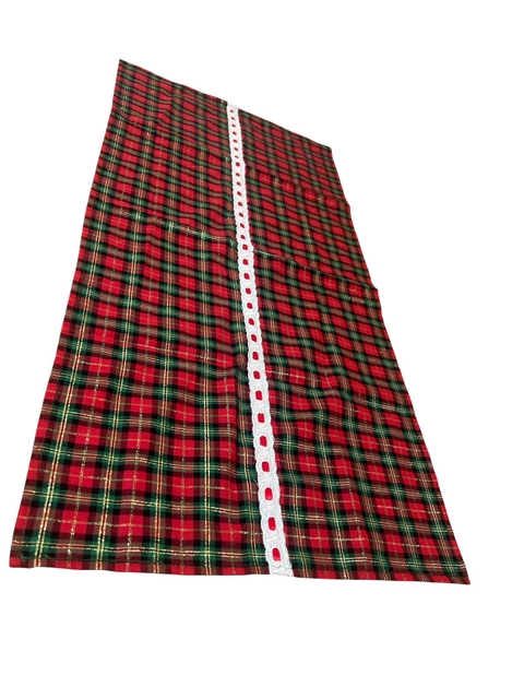 Caminho de Mesa Natalino Pequeno Xadrez Verde e Vermelho
