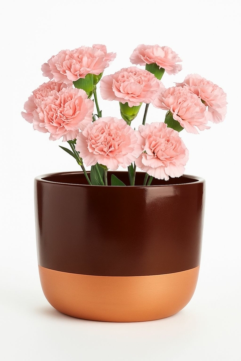 Vaso Cilíndrico Linha Classic Tabaco com Detalhe Bronze