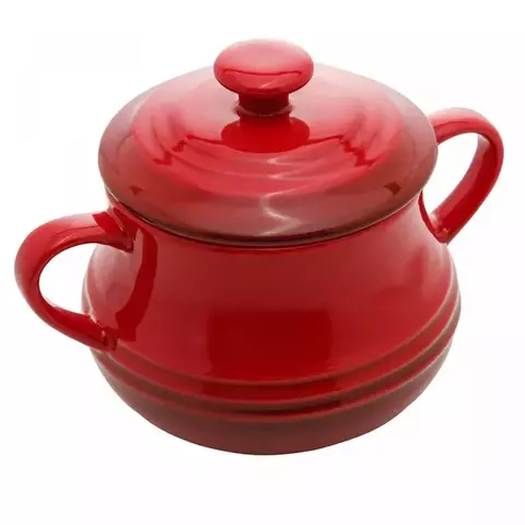 Pote de cerâmica retro vermelho - 16,5 x 12 cm