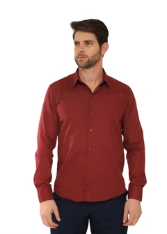 Camisa Social Masculina Slim Vinho - loja online