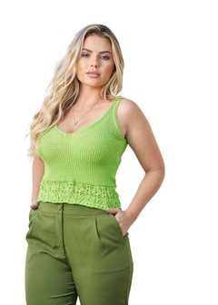 Blusa Cropped Tricot Rendado na internet