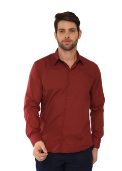 Imagem do Camisa Social Masculina Slim Vinho