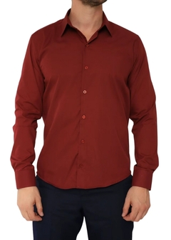 Camisa Social Masculina Slim Vinho
