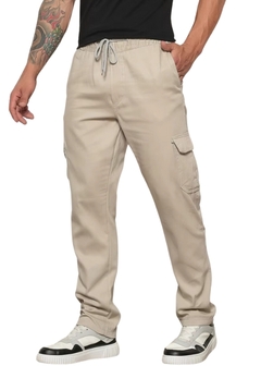Calça Jogger Sarja Cargo Masculina Casual na internet
