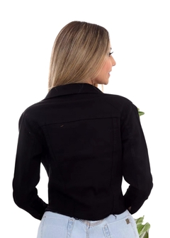 Jaqueta Feminina Cropped Sarja Preta - comprar online