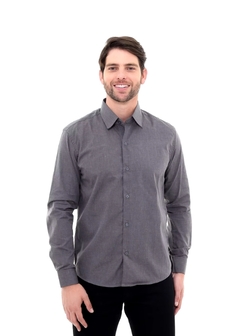 Camisa Social Masculina Linho Chumbo - comprar online