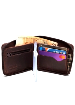 Carteira Masculina Grande Zíper Couro